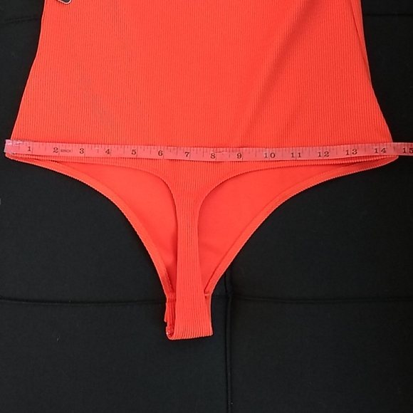 Express Ribbed Ruffled Off The Shoulder Bodysuit - Picture 7 of 12